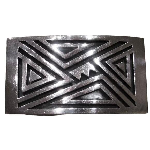 Vintage Antonio Pineda Crown‎ 970 cast Silver Belt Buckle 1950s Geometric - Picture 4 of 6